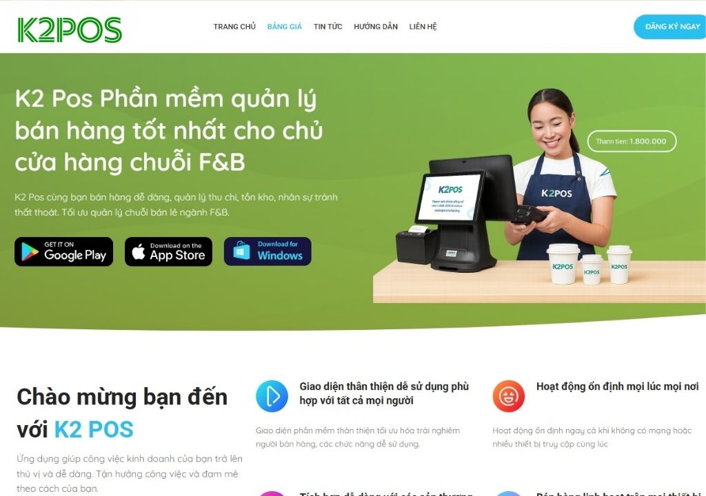 Phần mềm K2POS – giải pháp quản lý bán hàng thông minh, linh hoạt